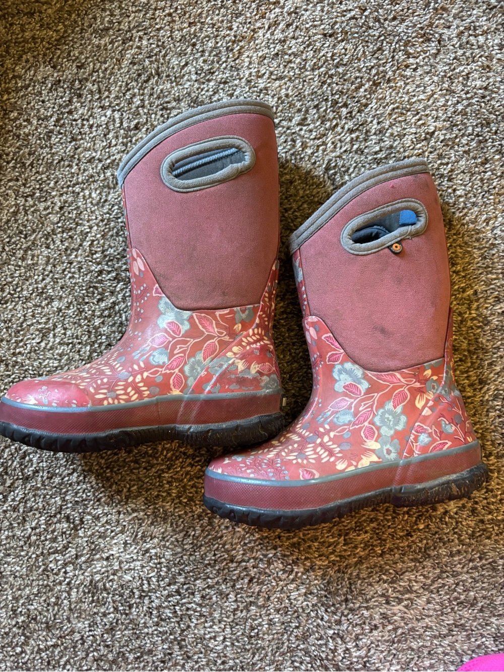 Bogs Kids Pink Floral Pull-On Rain Boots